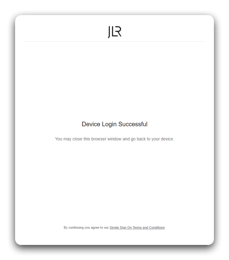 Device authorised confirmation screen