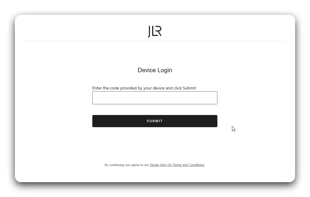 Enter user code screen